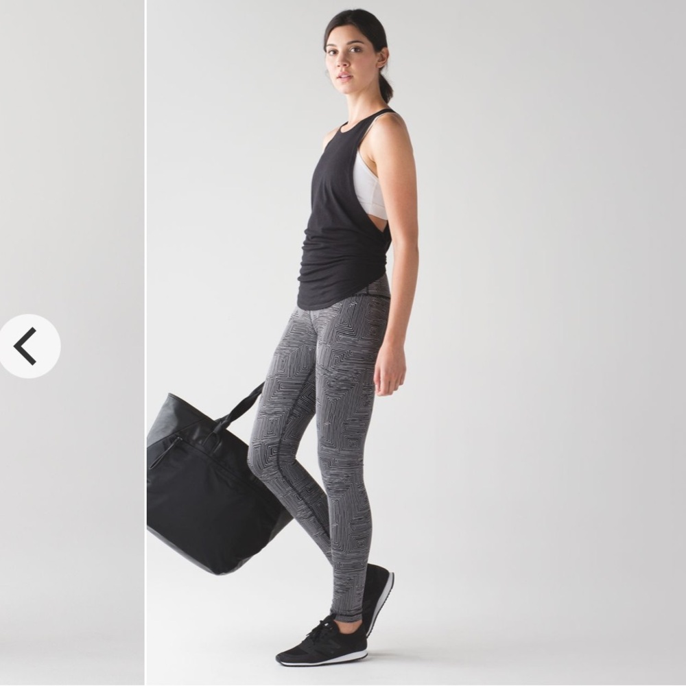 Lululemon Wunder Under Pant Hi-Rise Maze Jacquard White Black Leggings 6